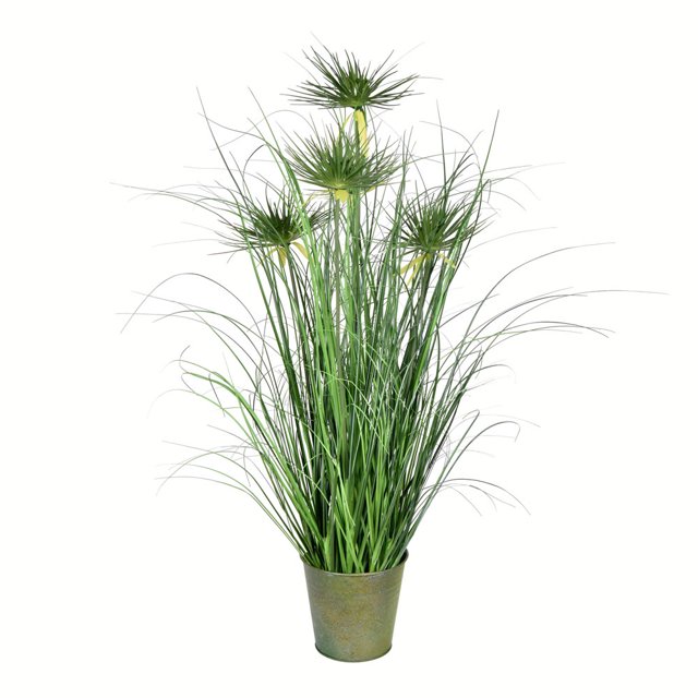 Vickerman VICK-TD190236 Vickerman 36" Green Cyperus Grass In Iron Pot - TD190236