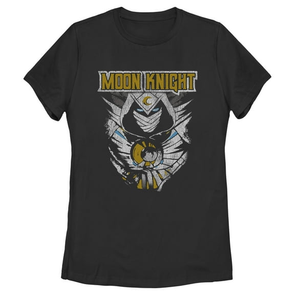 Women's Marvel: Moon Knight Distressed Action Jump Graphic Tee Black Small