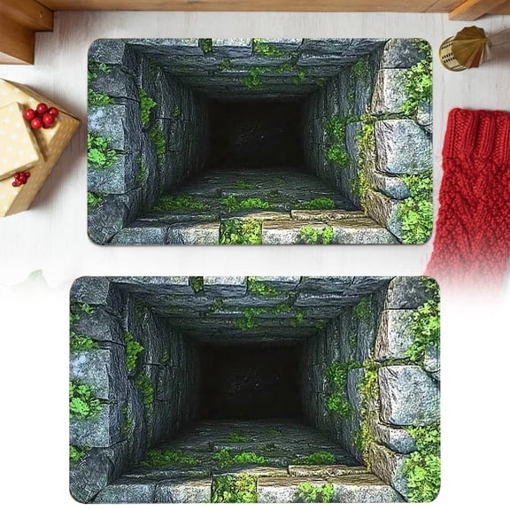 3D Hole Rug, Hole in The Floor Rug, Brick Bottomless Hole Area Rug, 3D Trap Optical Visual Illusion Rug for Living Room Bedroom Front Door Mat Playroom & Gameroom Floor Carpet Decor, 15.7" x 23.6"