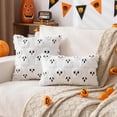 thumbnail image 2 of Halloween White Scare Ghost Throw Pillow Covers 18x18 inch Set of 2, Cute Skeleton Pillowcases Holiday Cushions Covers for Halloween Decorations Indoor Home Sofa Scare Couch, 2 of 6