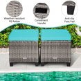 thumbnail image 4 of Patiojoy Set of 2 Outdoor Rattan Cushioned Ottoman Seat All Weather Patio Footrest Turquoise, 4 of 6