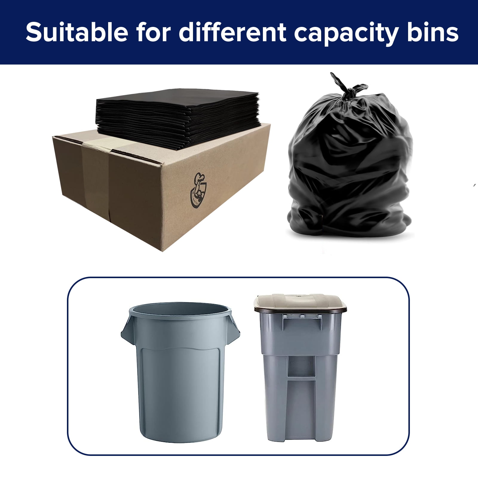 100 packs-55-60 Gallon Heavy Duty Trash Can Bags - 2 Mil Thickness, Ultra Durable, Leak Proof, Black - Ideal for Kitchen, Commercial, Building, Sanitation, Hotel, Property - Made in the USA…