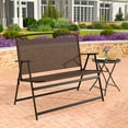 thumbnail image 2 of Topbuy Foldable Garden Bench 2-person Patio Loveseat with Fabric Backrest and Metal Armrests Portable Outdoor Loveseat Bench, 2 of 8