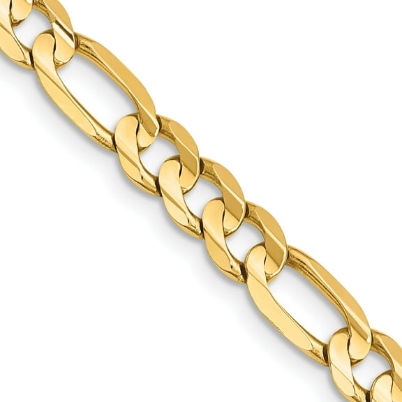 14K Yellow Gold 7.5mm Concave Open Figaro Chain (18 X 7.5) Made In South Africa lfg200-18