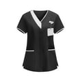 thumbnail image 2 of Womens Housekeeping Uniforms Tops Vneck with Button Short Sleeve Scrub Tops Moisture-Wicking Medical Shirts, 2 of 6