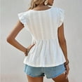 thumbnail image 5 of Qulqfy Cutout Blouses Women White Cap Sleeve V Neck Lace Blouses Tunic Women's Babydoll Shirts S, 5 of 5