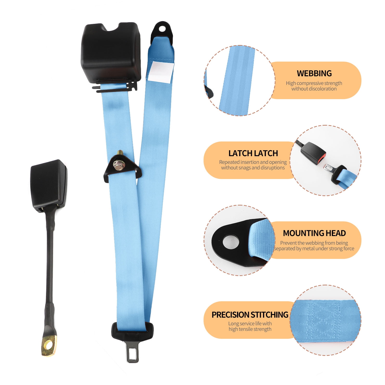 2 Set Universal 3pt Adjustable Retractable Lap Suitable for Modification Belts Kit for Go Kart,Club Golf Cart,Van,UTV,VR, Buggies, Minivan,Pickup and Truck (Blue)