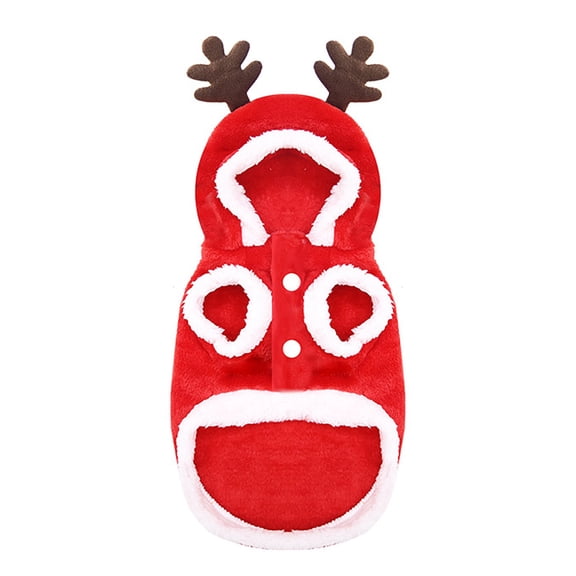 iOPQO Pet Sweater And Winter Christmas Autumn And Winter Elk Santa Claus Flannel Warm Cat And Dog Clothes Red S