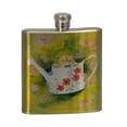 thumbnail image 1 of KuzmarK 6 oz. Stainless Steel Pocket Hip Liquor Flask - Chinese Shar-Pei Puppy in Watering Can with Flowers Art by Denise Every, 1 of 1