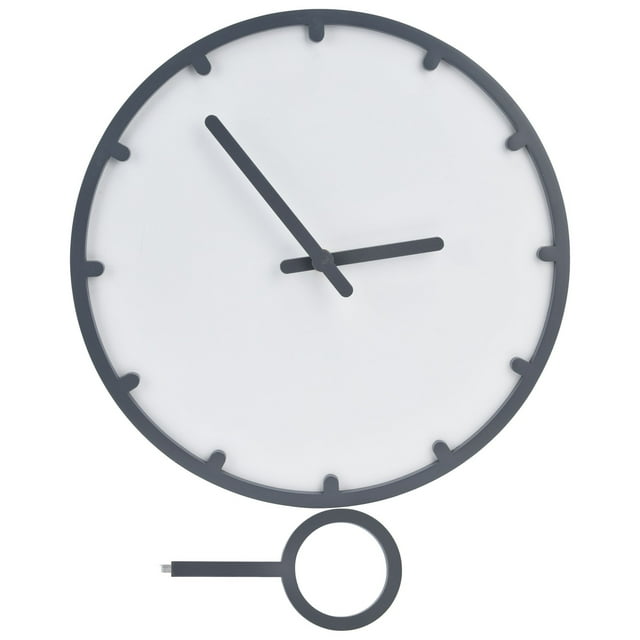 Wooden Wall Clock Silent Non Ticking Round Clock with Hook for Home Cafe Shop Bar Gray