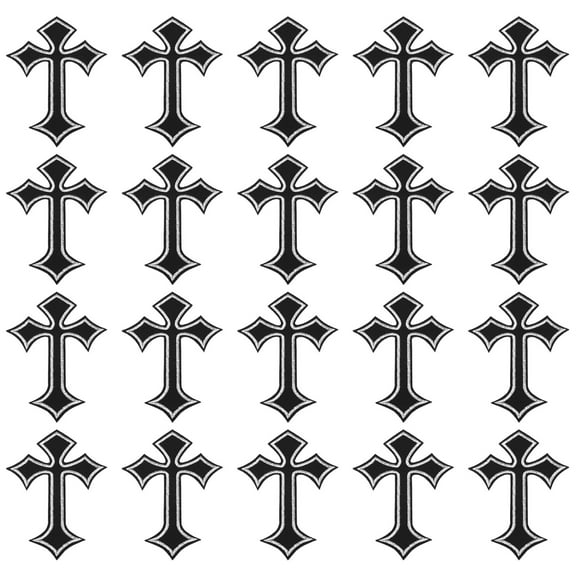 Uxcell 20 Pcs Cross Embroidered Patch Iron on Decorative Patch,4.1"Lx2.8"W,Black White