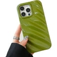 thumbnail image 5 of Cute Curly Wave Case for iPhone 13 Pro Max 6.7 inches, Water Ripple Pattern Phone Case Slim Shockproof Satin Glossy Cover for Girls Boys Silicone 3D Non-Slip Case - Beige, 5 of 8