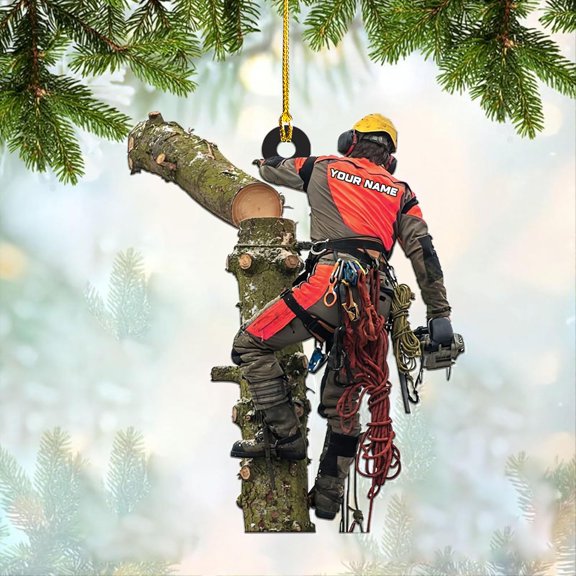 Personalized Arborist Ornaments, Arborist Ornament, Carpenter Ornaments Wood Working Wood Worker Logger Lumberjacks Tree Climber Ornament, Arborist Gifts Tree Hanging Ornament (H9) - 2793