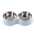 thumbnail image 5 of Double Cat Dog Bowl,Pets Water & Food Bowl Set for Small Medium Dogs Cats,Pet Supplies,Dog Double Bowl Puppy Food Feeder Stainless Steel Pet Drinking Dish,Light Blue,9.84x5.31x1.97In, 5 of 7