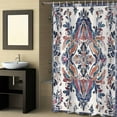 thumbnail image 2 of Fabric Shower Curtain, Boho Vintage Blue and Red Floral Pattern Shower Curtains with 12 Hooks Waterproof Machine Washable Bath Curtains for Bathroom, 72 x 96in, 2 of 6