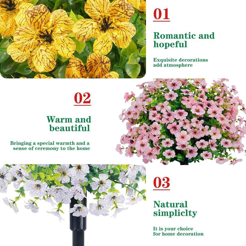 Artificial Flowers, Artificial Violet for Outdoor Indoor Garden Home Decoration, No Fade Fake Floral Stakes, UV Resistant & Waterproof, for Garden Patio Home Decor