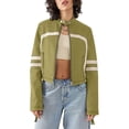 thumbnail image 1 of Chaqueta Saodimallsu de piel sintética para mujer con cremallera y cuello alto, 1 of 6