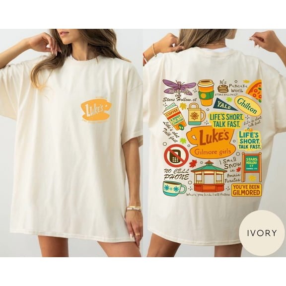 Stars Hollow Two- Sided T-Shirt, Lukes Diner Tee, Nostalgia Shirt, Cute Fall T-Shirt
