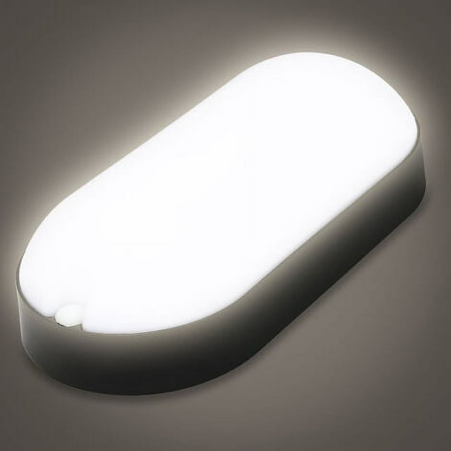 Lámpara de techo LED ovalada para baño, 15 W, resistente a la humedad, IP54, para habitaciones húmedas, accesorio de baño negro resistente a la humedad