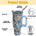 thumbnail image 3 of Basset Hound Gifts for Women Dog Lovers 40 oz Floral Basset Hound Tumblers with Handle and Straw, Stainless Steel Vacuum Insulated Travel Coffee Mug Cup Water Bottle, 3 of 6