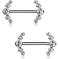 thumbnail image 1 of y Implant Grade Titanium Nipple Barbells with Cz Bezel Set Internally Threaded 5-Cz Curve, 1 of 5