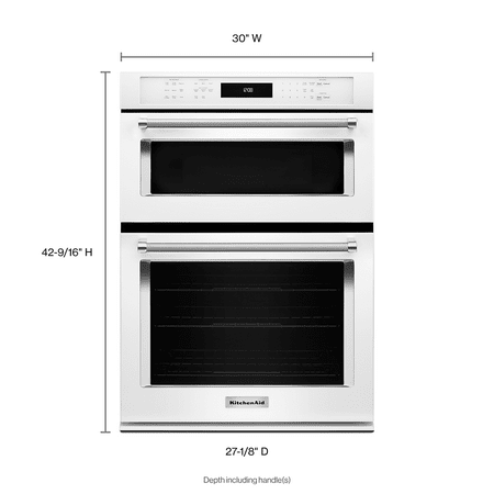 KitchenAid - 30" Single Electric Convection Wall Oven with Built-In Microwave - White