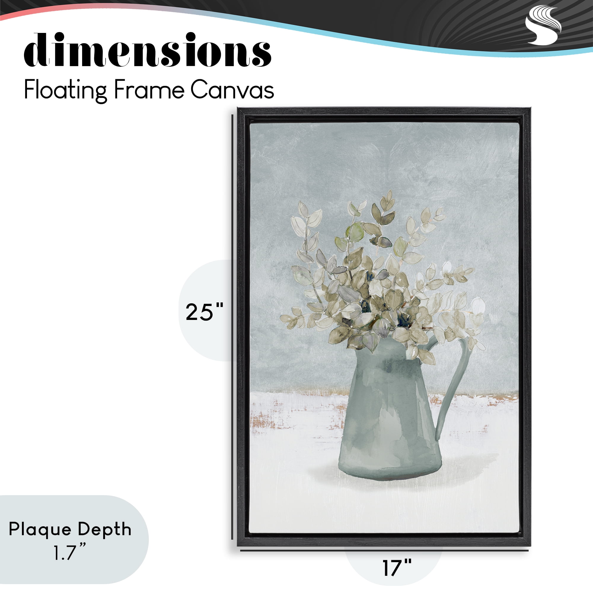 Stupell Industries Blue Botanical Arrangement Black Framed Floater Canvas Wall Art, design by Lanie Loreth