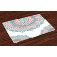 thumbnail image 1 of Ambesonne Oriental Place Mats Set of 4, Soft Toned Mandala, Standard Size, Turquoise Coral Teal, 1 of 4