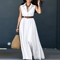 thumbnail image 5 of Aimik Womens Belted Collared Maxi Shirt Dress Sleeveless V Neck Loose Fit Summer Vacation Beach Long Dresses with Pockets, 5 of 6