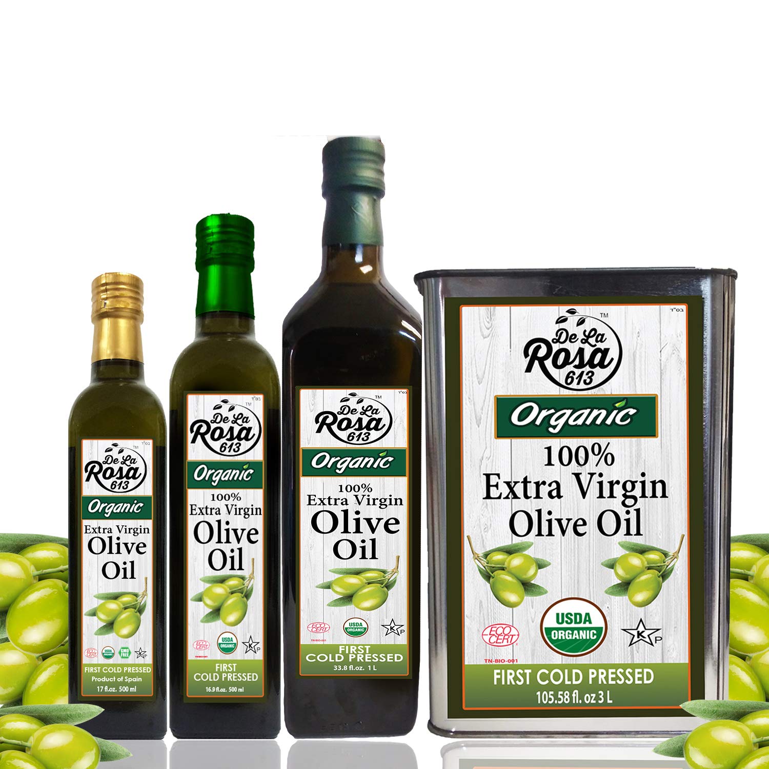 De La Rosa 613 Extra Virgin Olive Oil, Kosher for Passover, 16.9 Oz (Pack of 2),