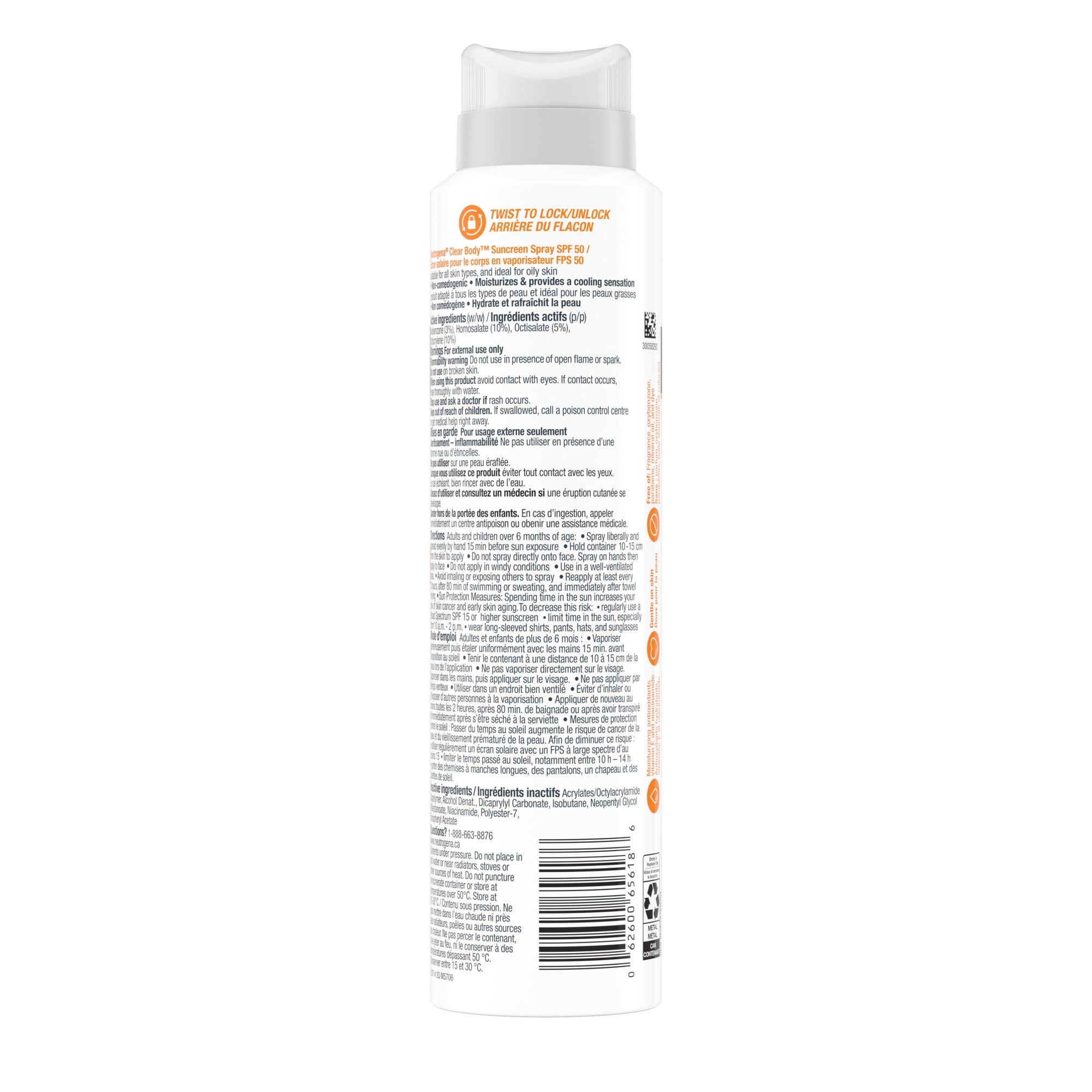 Neutrogena Clear Body Sunscreen Spray SPF 50, Non-Greasy, Broad Spectrum Full Body Sunscreen Ideal for Oily Skin Moisturizes & Cooling Sensation, 141G