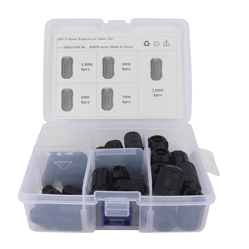 Rosarivae 40 Pcs Ferrite Core Cord Ring Choke Noise Suppressor Filter