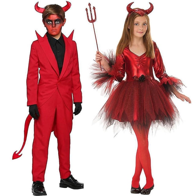 Traje de fiesta de Halloween para niños de 3 a 14 años, disfraz de Cosplay del diablo malvado de Satán
