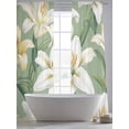 thumbnail image 4 of Spring Floral Sheer Curtains 2 Panels Set Rustic Watercolor White Gradient Yellow Flower Green Leaf Sheer Window Curtains Light Filtering Rod Pocket Voile Drapes for Bedroom Living Room 52"X96", 4 of 8