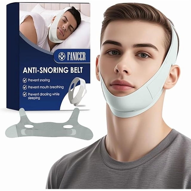 YJJSKEJI Chin Strap for Sleeping, Anti Snoring Chin Strap for Users, Chin Strap for Snoring Solution, Adjustable and Breathable Anti Snoring Chin Strap, Snoring Support for Men and Women