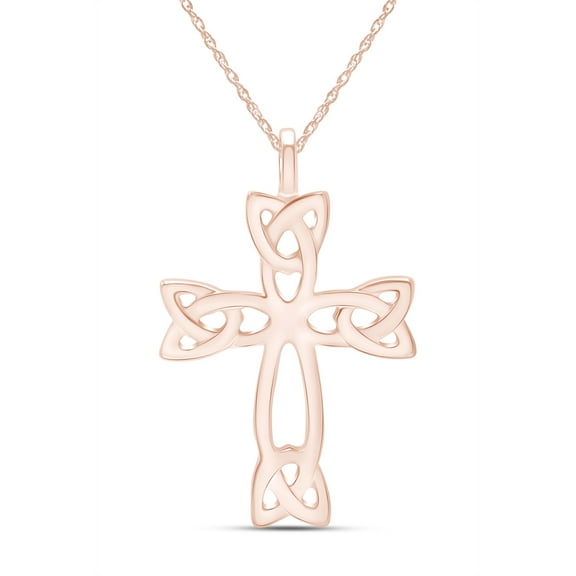 AFFY Celtic Cross Pendant Necklace for Women 14K Rose Gold over Sterling Silver