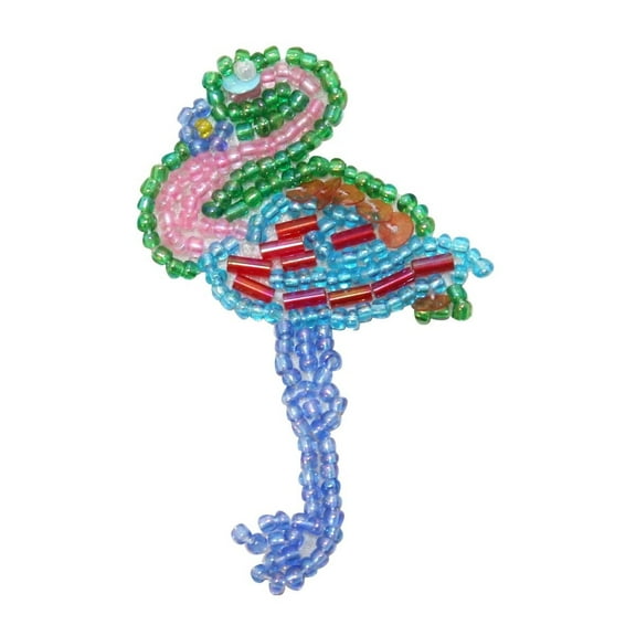 ID 9131 Tropical Flamingo Patch Fancy Exotic Bird Animal Beaded Iron On Applique