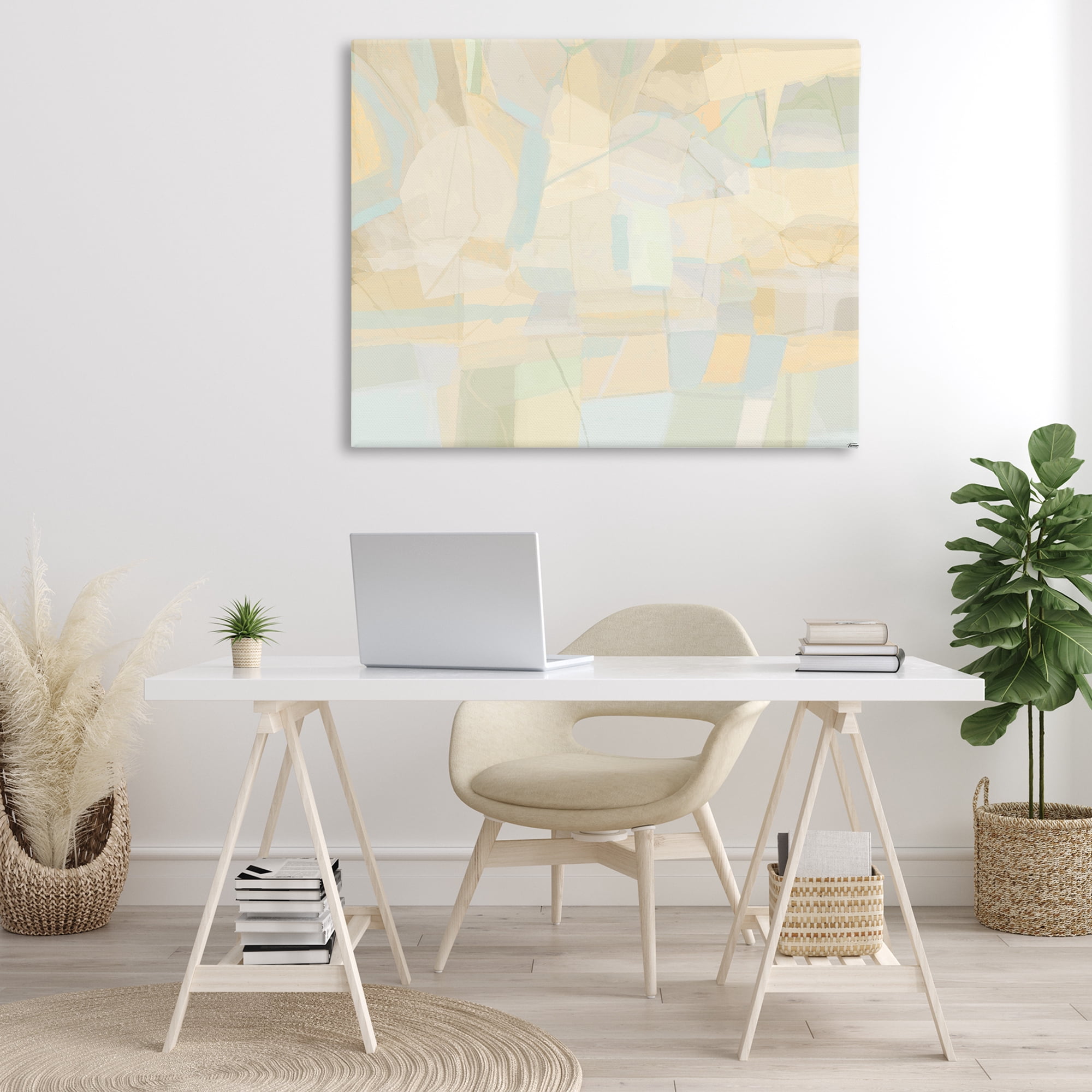 Stupell Industries Geometric Neutral Expression Abstract Painting Gallery Wrapped Canvas Art Print Wall Art, 48 x 36