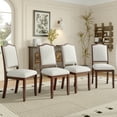thumbnail image 3 of Harper & Bright Designs Farmhouse Dining Chairs Set of 4, Upholstered Chairs with High Back, Wood Kitchen Chairs, Cherry, 3 of 12