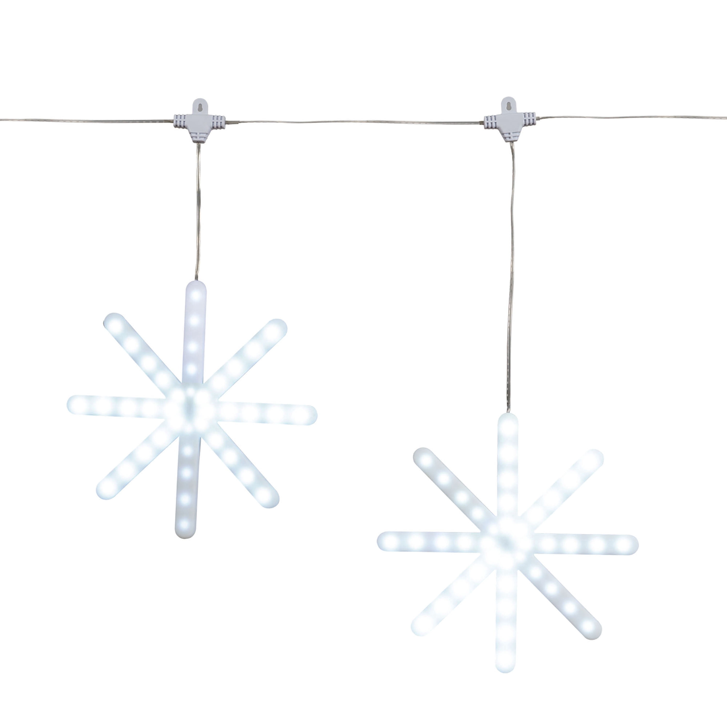 Indoor/Outdoor 5-Count LED 3-Function Sync Snowflake Christmas Lights, Cool White, Transparent Wire, 8', by Holiday Time