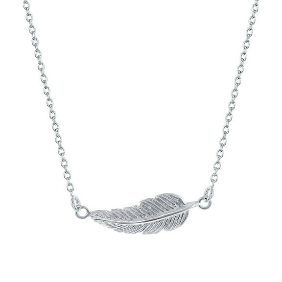 iJewelry2 Sterling Silver Falling Down Feather Pendant Necklace