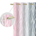 thumbnail image 5 of Nanqianyi Ombre Pink and Grey Blackout Curtains for Bedroom, White Wave Striped Gradient Thermal Insulated Drapes with Grommet, 2 Panels, 42x96 inches, 5 of 11