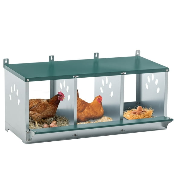 LZBEITEM 3 Chicken Nesting Boxes for Laying Eggs, Galvanized Steel Hen Nesting Box Chicken House
