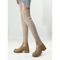 thumbnail image 3 of Womens Sexy Thigh High Platform Boots Thigh High Stretch Knitted Socks Chunky Block Heel Boots, 3 of 5