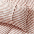 thumbnail image 5 of Peace Nest 2 Pieces 100% Flax Linen Stripe Printed Breathable & Moisture-Wicking Duvet Cover Set, Coral/White, Twin, 5 of 6