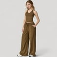 thumbnail image 3 of Women's Wide Leg Lounge Pants with Drawstring Waist and Relaxed Fit for All-Day Comfort - X Large, Brown, 3 of 7