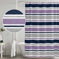 thumbnail image 4 of Purple Grey Striped Shower Curtain Set - 72" x 78" Washable Bathtub Curtain with 12 Hooks, Farmhouse Stripes Modern Abstract Art Waterproof Fabric Stall Shower Curtains for Bathroom/Bathtub Décor, 4 of 6
