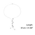 thumbnail image 3 of Unique Bargains 1 Pc Long Sweater Necklace Adjustable Simple Long Pendant Pendant Necklace 31.89" Beige Silver Tone, 3 of 5