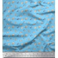 thumbnail image 1 of Soimoi Blue Poly Georgette Fabric Cute Animals Kids Printed Fabric 1 Yard 42 Inch Wide, 1 of 3