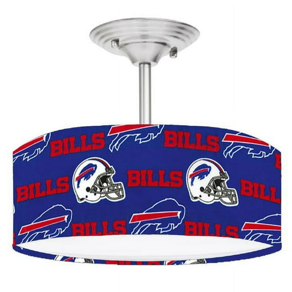888 Cool Fans DR-0001352 Bills NFL Football 2 Light Brushed Nickel Drum Style Lamp Fixture